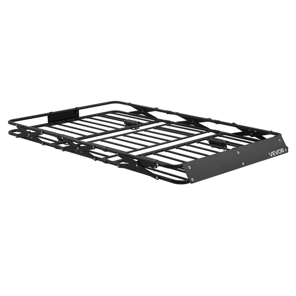 VEVOR Roof Rack Cargo Basket, 64 x 39 x 4 in, Heavy Duty Roof Top Carrier Basket with Folding Design, 200 lbs Capacity, All-Weather Easy-Install Car Top Luggage Holder, Universal Fit for SUV Truck Car
