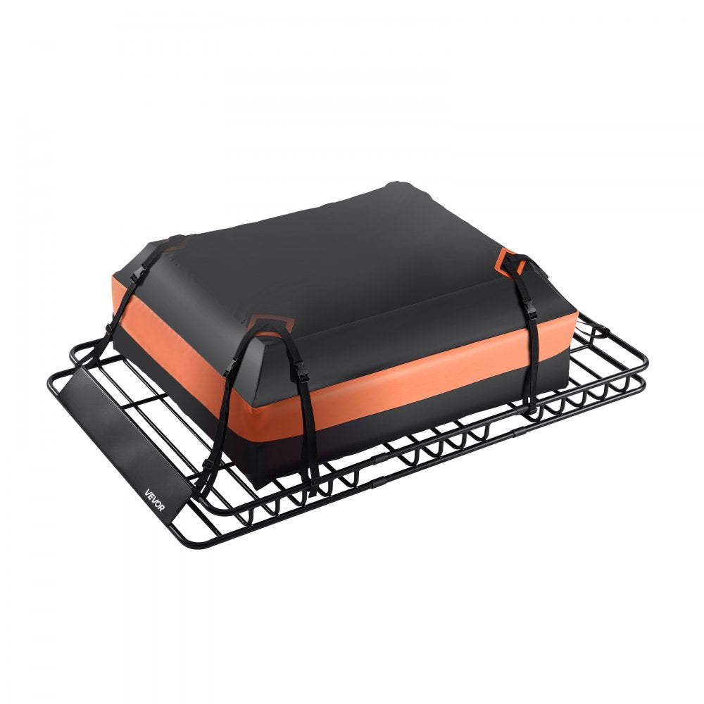 VEVOR Roof Rack Basket, 64 x 39 x 4.1 in, Universal Rooftop Cargo Carrier with 44.1 x 34.3 x 10.2 in Cargo Bag, Net, Ratchet Straps, 250 lbs Max Load Capacity Car Top Luggage Holder, for SUV Truck Car