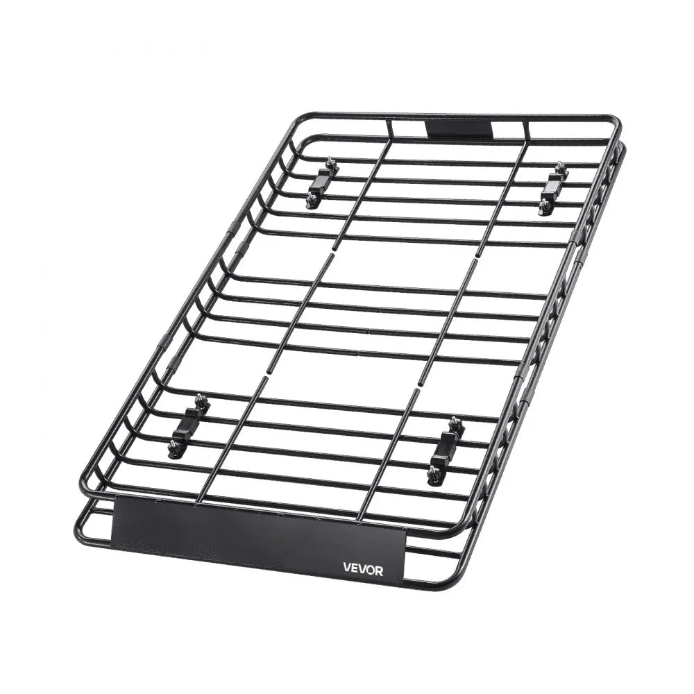VEVOR Roof Rack Basket, 64 x 39 x 4.1 in, Universal Rooftop Cargo Carrier with 44.1 x 34.3 x 10.2 in Cargo Bag, Net, Ratchet Straps, 250 lbs Max Load Capacity Car Top Luggage Holder, for SUV Truck Car