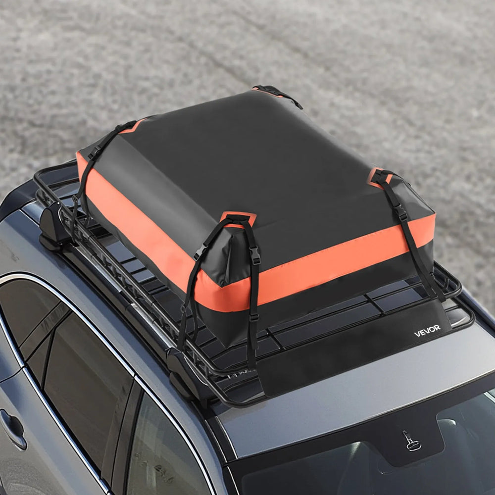 VEVOR Roof Rack Basket, 64 x 39 x 4.1 in, Universal Rooftop Cargo Carrier with 44.1 x 34.3 x 10.2 in Cargo Bag, Net, Ratchet Straps, 250 lbs Max Load Capacity Car Top Luggage Holder, for SUV Truck Car