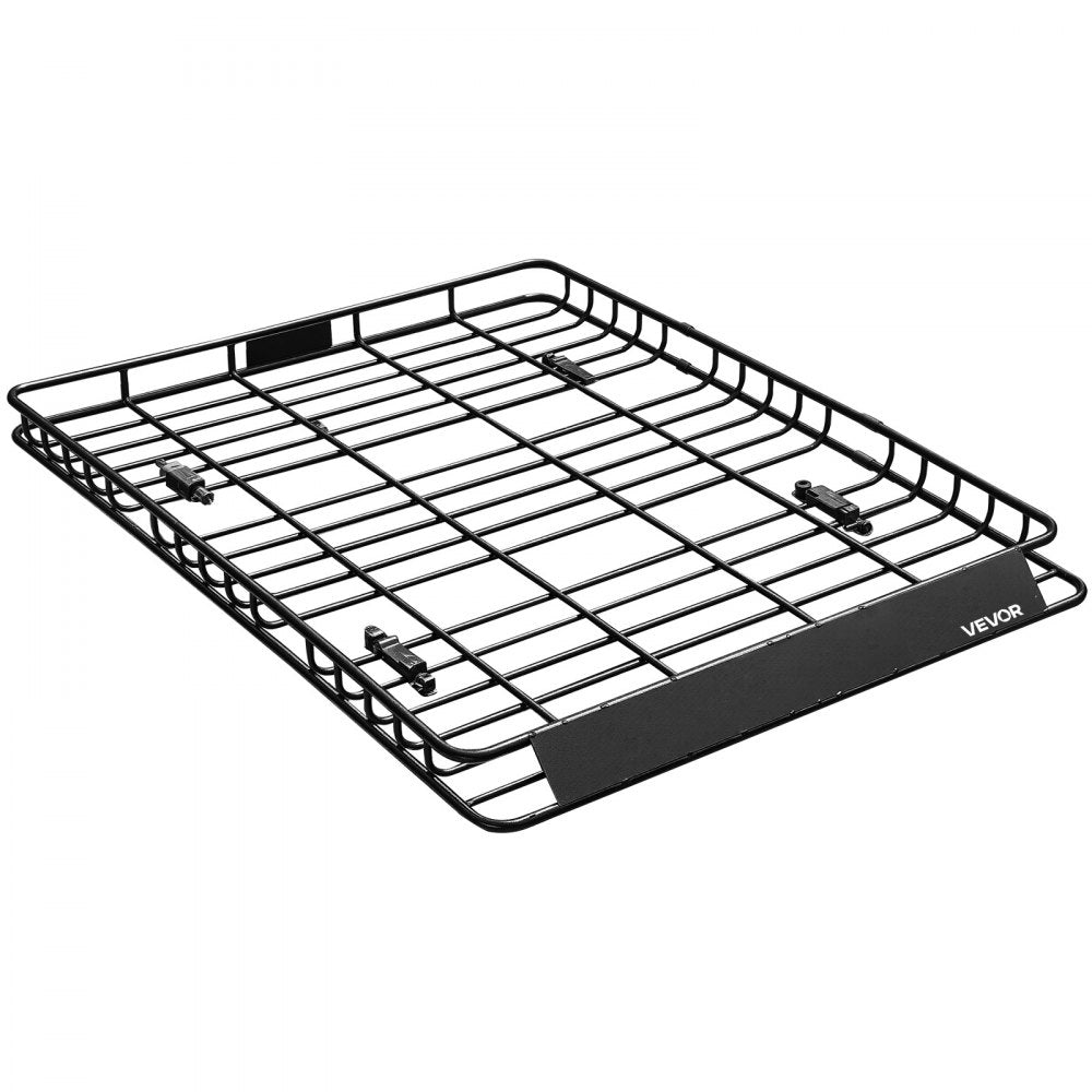 VEVOR Roof Rack Basket, 64 x 50 x 4.1 in, Universal Rooftop Cargo Carrier with Two 35.4 x 39.4 in Cargo Net,150 lbs Max Car Top Luggage Holder, 4.1 in Fence, Anti-Rust Alloy Steel, for SUV Truck Car