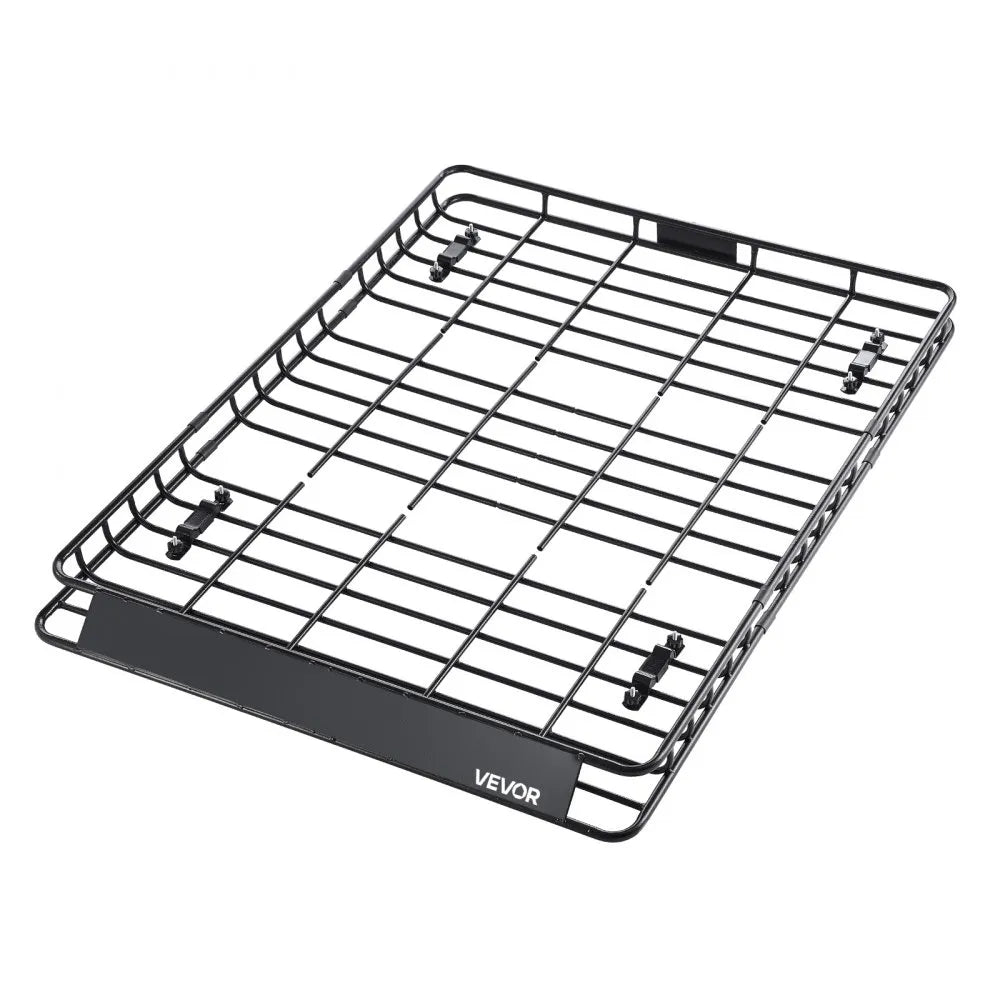 VEVOR Roof Rack Basket, 64 x 50 x 4.1 in, Universal Rooftop Cargo Carrier with Two 35.4 x 39.4 in Cargo Net,150 lbs Max Car Top Luggage Holder, 4.1 in Fence, Anti-Rust Alloy Steel, for SUV Truck Car