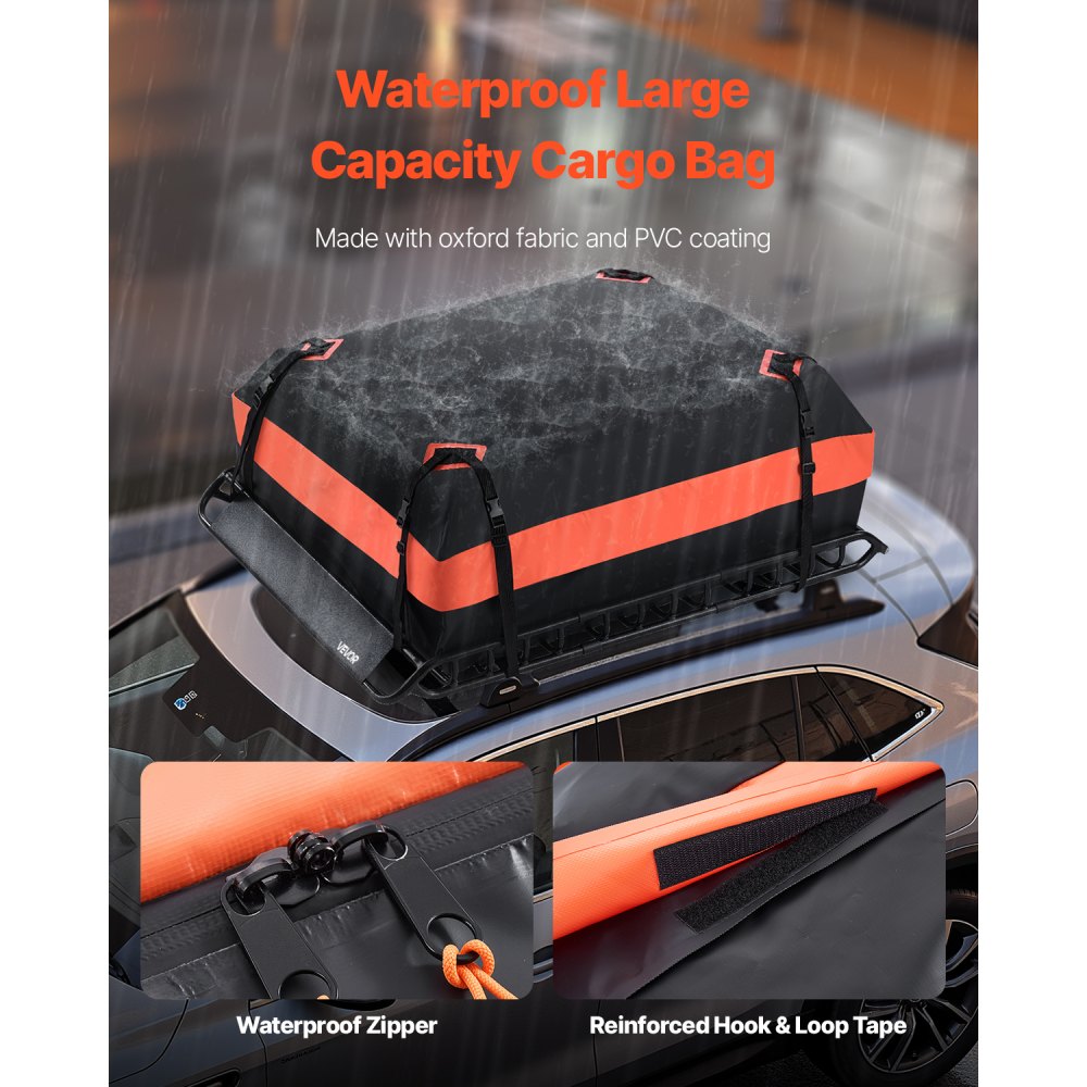 VEVOR Roof Rack Basket, 51 x 36 x 4.1 in, Universal Rooftop Cargo Carrier with 1120 x 870 x 260 mm Cargo Bag, Net, Ratchet Straps, 200 lbs Max Load Capacity Car Top Luggage Holder, for SUV Truck Car
