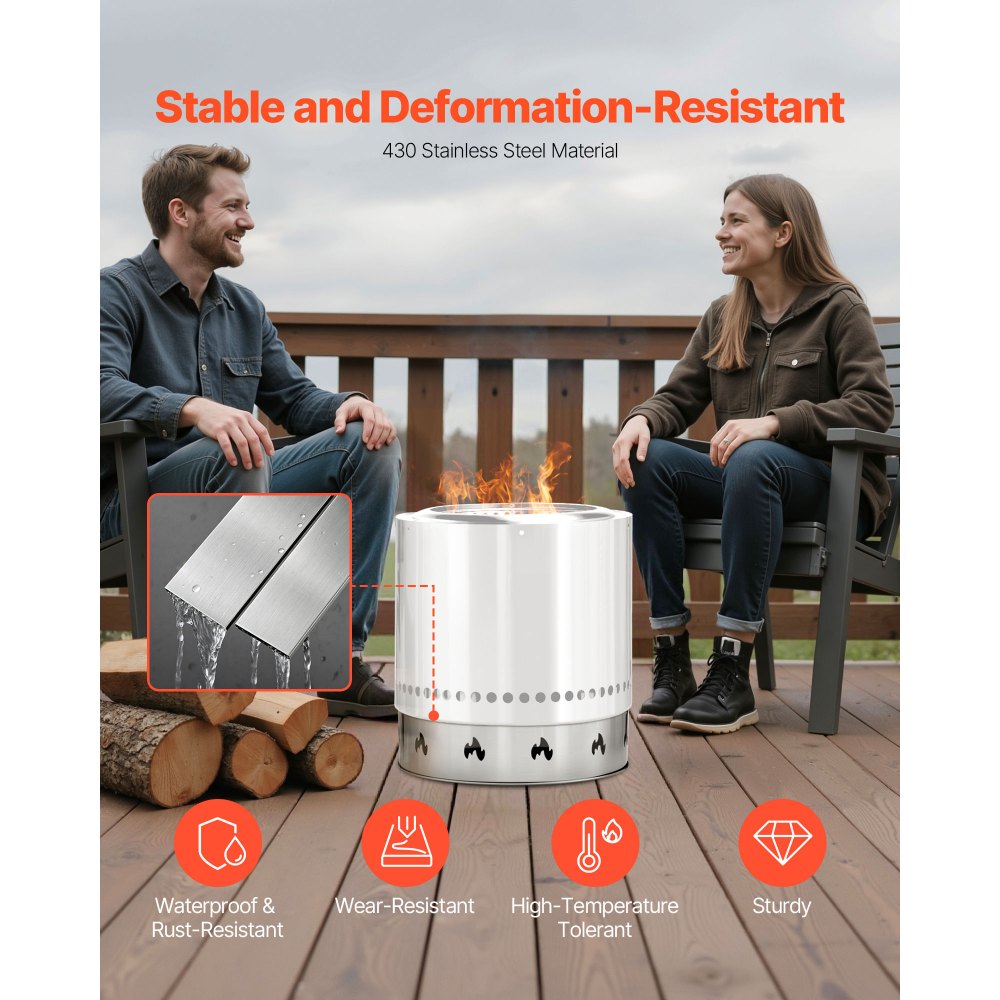 VEVOR Fire Pit Stand for Solo Stove Bonfire,19.5 Inch Smokeless Fire Pit Ring,Stainless Steel Fireplace Stove Support Frame Accessory, Portable Outdoor Camping Holder Tools for Fireplace