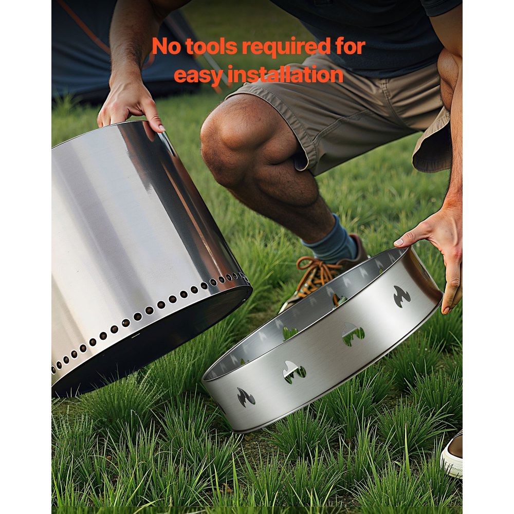 VEVOR Fire Pit Stand for Solo Stove Bonfire,19.5 Inch Smokeless Fire Pit Ring,Stainless Steel Fireplace Stove Support Frame Accessory, Portable Outdoor Camping Holder Tools for Fireplace