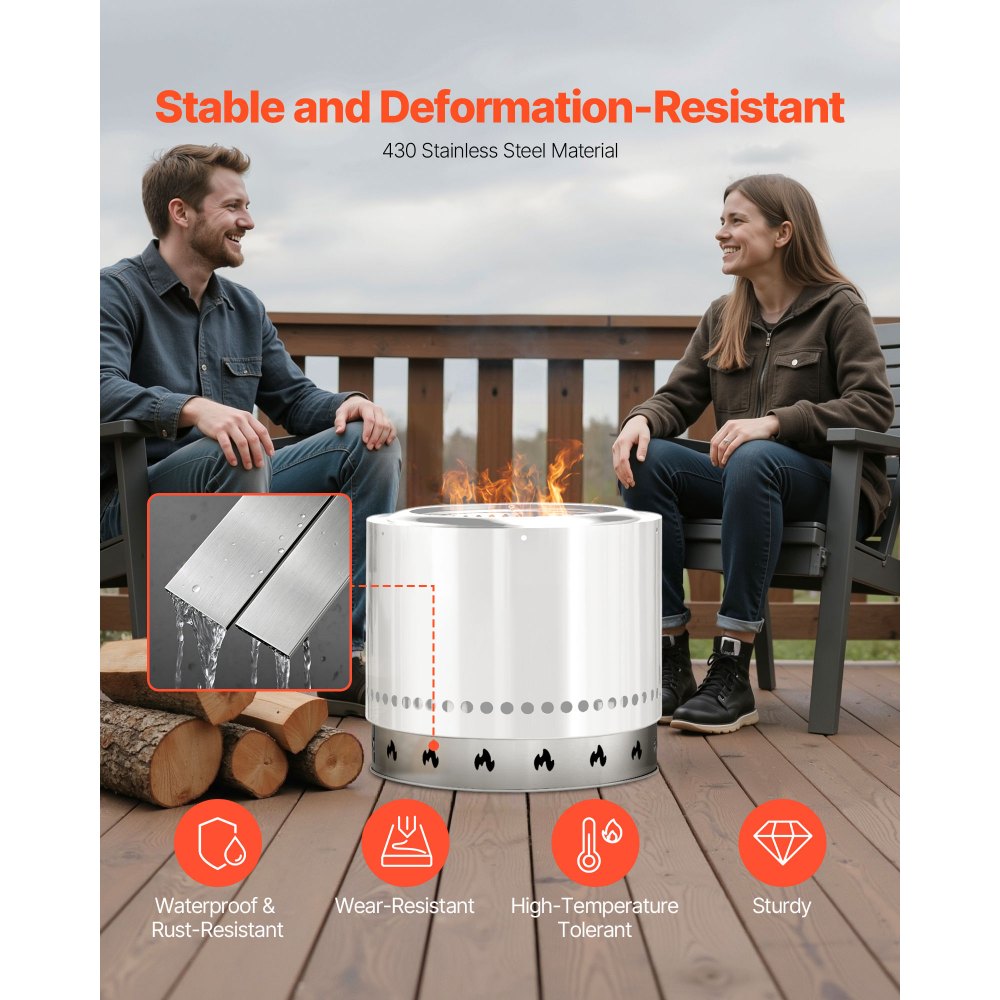 VEVOR Fire Pit Stand for Solo Stove Bonfire,27 Inch Smokeless Fire Pit Ring,Stainless Steel Fireplace Stove Ranger Support Frame Accessory, Portable Outdoor Camping Holder Tools for Fireplace