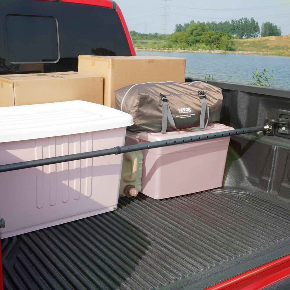 KFFKFF Cargo Stabilizer, Adjustable Truck Bed Bar from 40" to 73", Robust Steel Load Bar with 220 lbs Limit, Cargo Stop Bar for Pickup Truck Bed, SUV