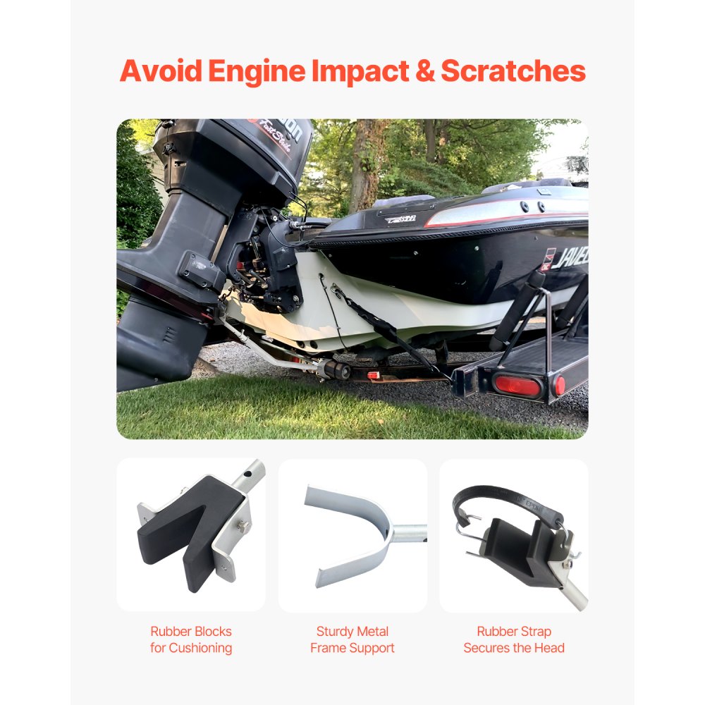 VEVOR Transom Saver, 23.6-59 in, Adjustable Boat Transom Saver with Composite Head, Corrosion-Resistant Easy-to-Install Transom Savers for Less Than 150 HP Outboard Motor , Fit for Roller & Trailer