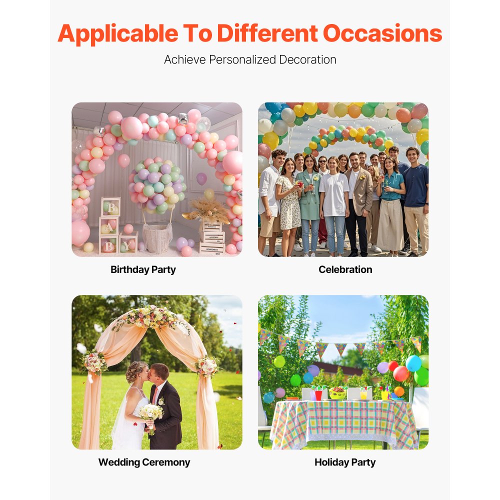 VEVOR Wedding Arch Backdrop Stand, 7.2FT & 6FT, Set of 2 Stand with Case Connection & Chassis Crossbar Design, Easy-to-Assemble Gold Stand with Premium Metal, Fit for Birthday, Celebration, Holiday
