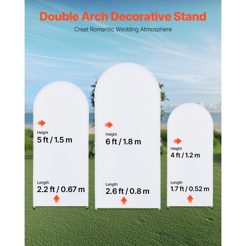 VEVOR Wedding Arch Backdrop Stand, Set of 3, Metal Stable Stand with Case Connection & Chassis Crossbar Design, Easy-to-Assemble Gold Stand with Premium Gauze, Fit for Birthday, Celebration, Holiday