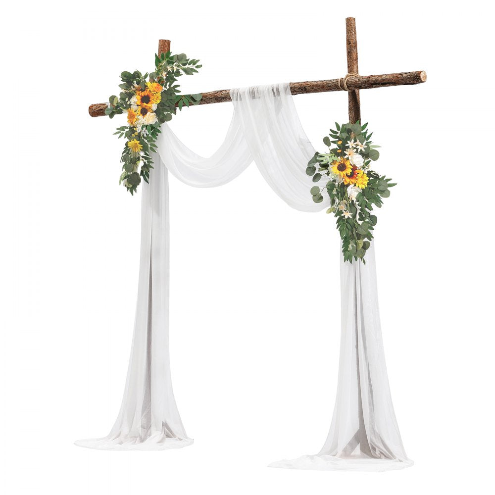 VEVOR Artificial Wedding Arch Flowers Kit, Yellow Wedding Arch Flowers with Drapes Kit (Pack of 3) - 2 Pcs Floral Arrangement, 1 Pcs Sheer Drapes, for Ceremony Bouquets Reception Backdrop Decoration