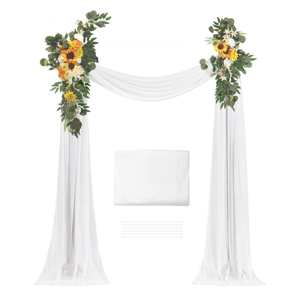 VEVOR Artificial Wedding Arch Flowers Kit, Yellow Wedding Arch Flowers with Drapes Kit (Pack of 3) - 2 Pcs Floral Arrangement, 1 Pcs Sheer Drapes, for Ceremony Bouquets Reception Backdrop Decoration