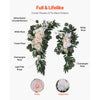 VEVOR Artificial Wedding Arch Flowers Kit, White Wedding Arch Flowers with Drapes Kit (Pack of 4) - 2 Pcs Floral Arrangement, 2 Pcs Sheer Drapes, for Ceremony Bouquets Reception Backdrop Decoration