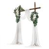 VEVOR Artificial Wedding Arch Flowers Kit, White Wedding Arch Flowers with Drapes Kit (Pack of 4) - 2 Pcs Floral Arrangement, 2 Pcs Sheer Drapes, for Ceremony Bouquets Reception Backdrop Decoration