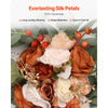 VEVOR Artificial Wedding Arch Flowers Kit, Orange Wedding Arch Flowers with Drapes Kit (Pack of 4) - 2 Pcs Floral Arrangement, 2 Pcs Sheer Drapes, for Ceremony Bouquets Reception Backdrop Decoration