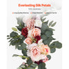 VEVOR Artificial Wedding Arch Flowers Kit, Pink Wedding Arch Flowers with Drapes Kit (Pack of 5) - 2 Pcs Floral Arrangement, 3 Pcs Sheer Drapes, for Ceremony Bouquets Reception Backdrop Decoration