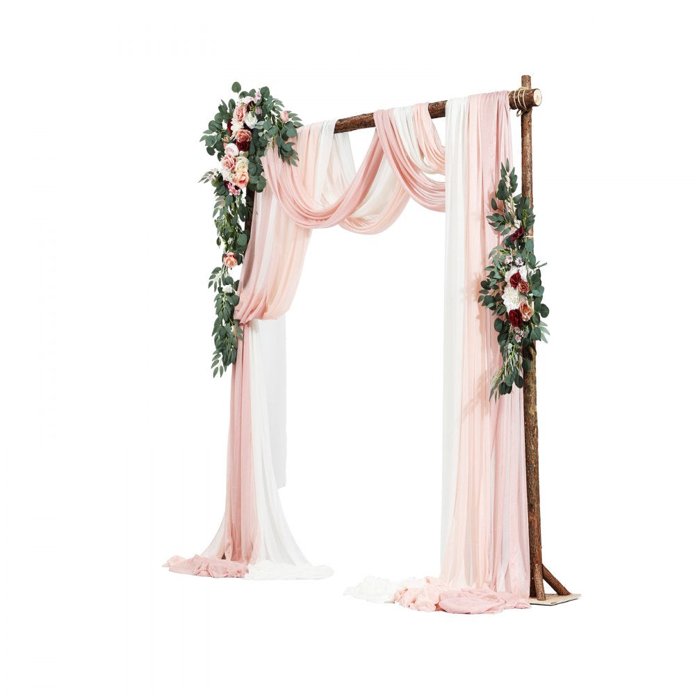 VEVOR Artificial Wedding Arch Flowers Kit, Pink Wedding Arch Flowers with Drapes Kit (Pack of 5) - 2 Pcs Floral Arrangement, 3 Pcs Sheer Drapes, for Ceremony Bouquets Reception Backdrop Decoration