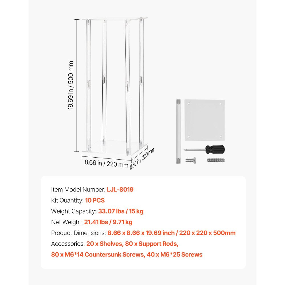 VEVOR Wedding Flower Stand, 10PCS 19.69-inch Column Flower Stand, Floral Stands with Acrylic Laminate, Cylindrical Cubic Floral Display Rack for Wedding, Party, Birthday, Home, Centerpiece Stands