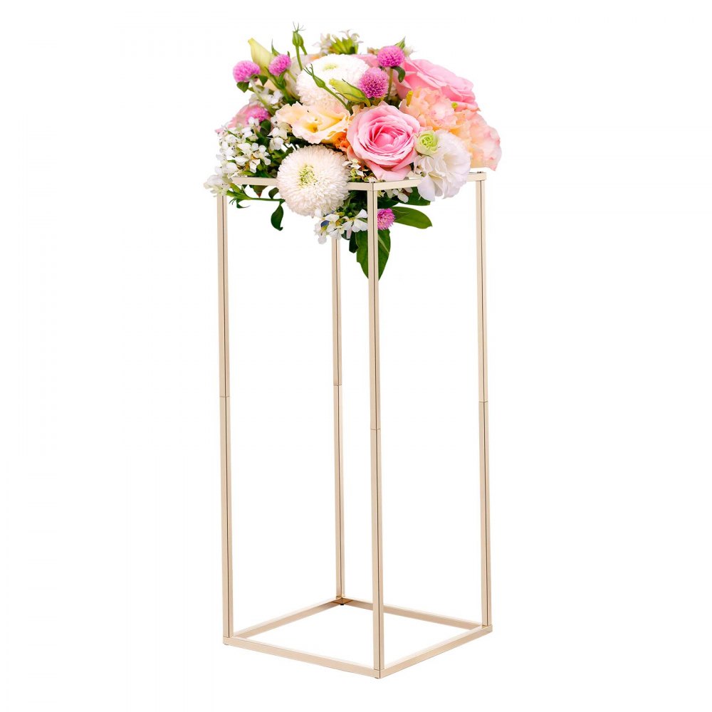 VEVOR Wedding Flower Stand, 10PCS 23.62-inch Column Flower Stand, Floral Stands with Hidden Screw, Rectangular Cubic Floral Display Rack for Wedding, Party, Birthday, Home, French Gold Stands