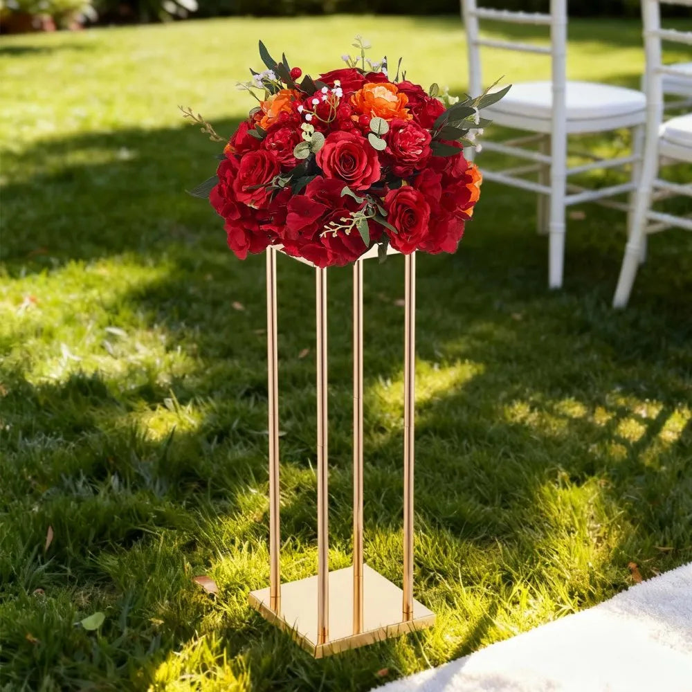VEVOR Wedding Flower Stand, 10PCS 23.62-inch Column Flower Stand, Floral Stands with Metal Laminate, Cylindrical Cubic Floral Display Rack for Wedding, Party, Birthday, Home, French Gold Stands