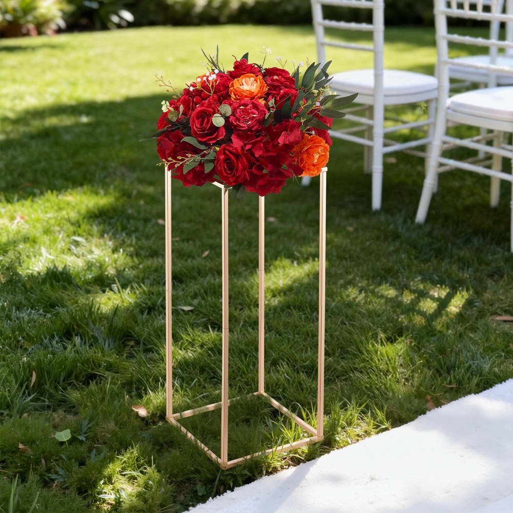 VEVOR Wedding Flower Stand, 10PCS 23.62-inch Column Flower Stand, Floral Stands with Acrylic Laminate, Rectangular Floral Display Rack for Wedding, Party, Birthday, Home, French Gold Stands
