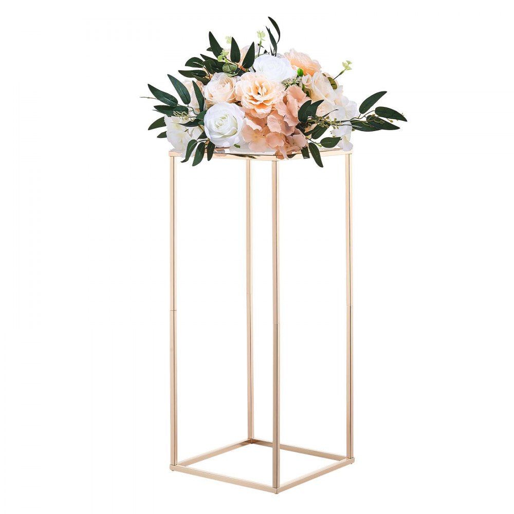 VEVOR Wedding Flower Stand, 10PCS 23.62-inch Column Flower Stand, Floral Stands with Acrylic Laminate, Rectangular Floral Display Rack for Wedding, Party, Birthday, Home, French Gold Stands
