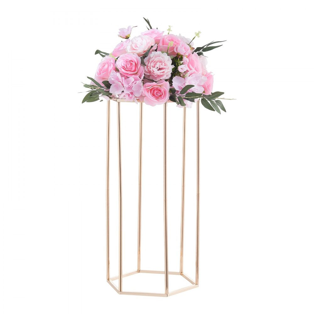 VEVOR Wedding Flower Stand, 10PCS 23.62-inch Column Flower Stand, Floral Stands with Acrylic Laminate, Hexagonal Cubic Floral Display Rack for Wedding, Party, Birthday, Home, French Gold Stands