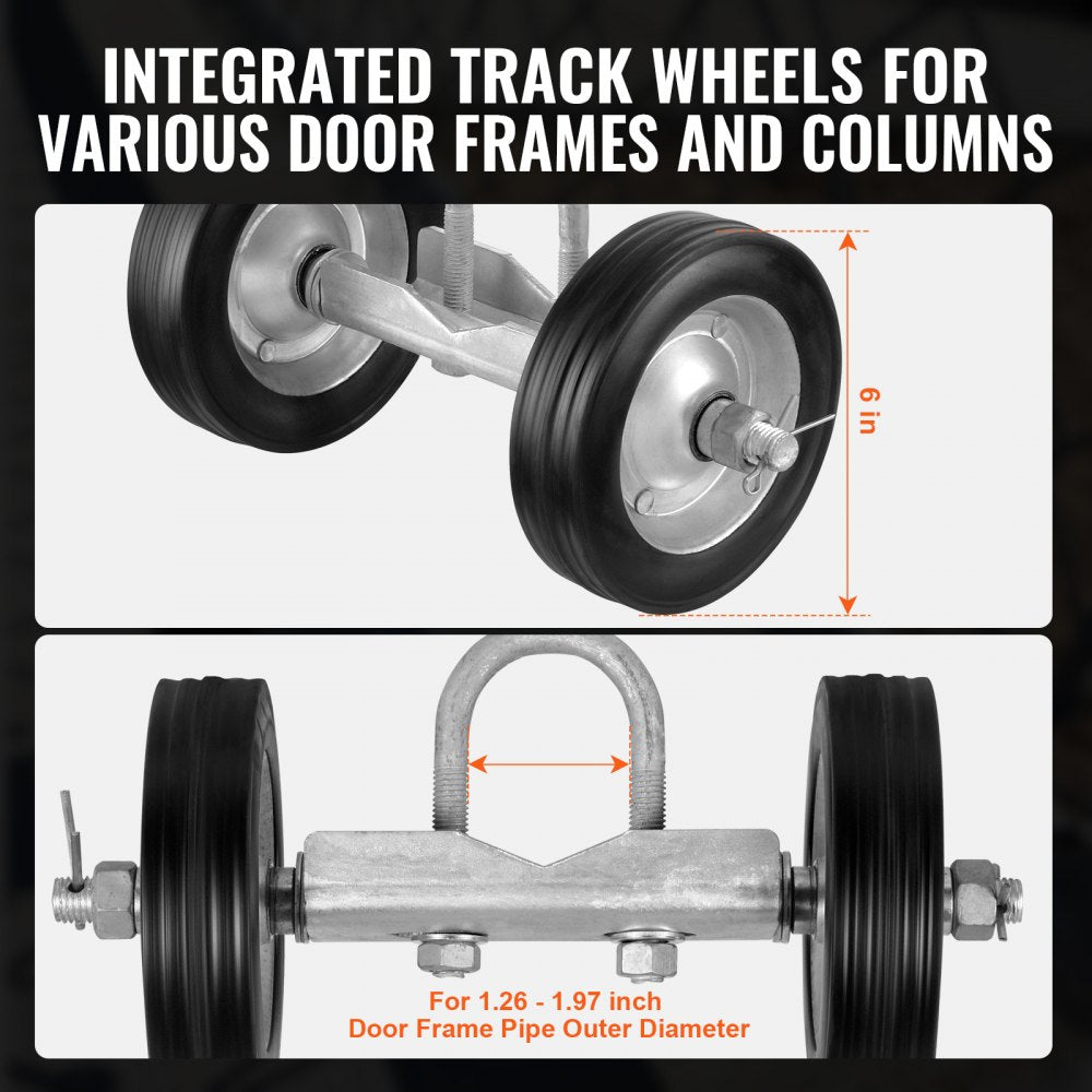 VEVOR Sliding Gate Kit, 6” Rolling Gate Hardware Kit, Universal Sliding Gate Rollers Track Wheels, Heavy Duty Sliding Gate Guide Roller for Sliding Gates and Rolling Door,600 lbs Max. Load,Black
