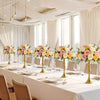 VEVOR 16 PCS Wedding Flower Vase, 15 in Tall Flower Table Centerpieces, Crystal Banquet Vases Easy Installation, Electroplated Versatile Arrangement Stand for Party Events Home Decor Reception, Gold