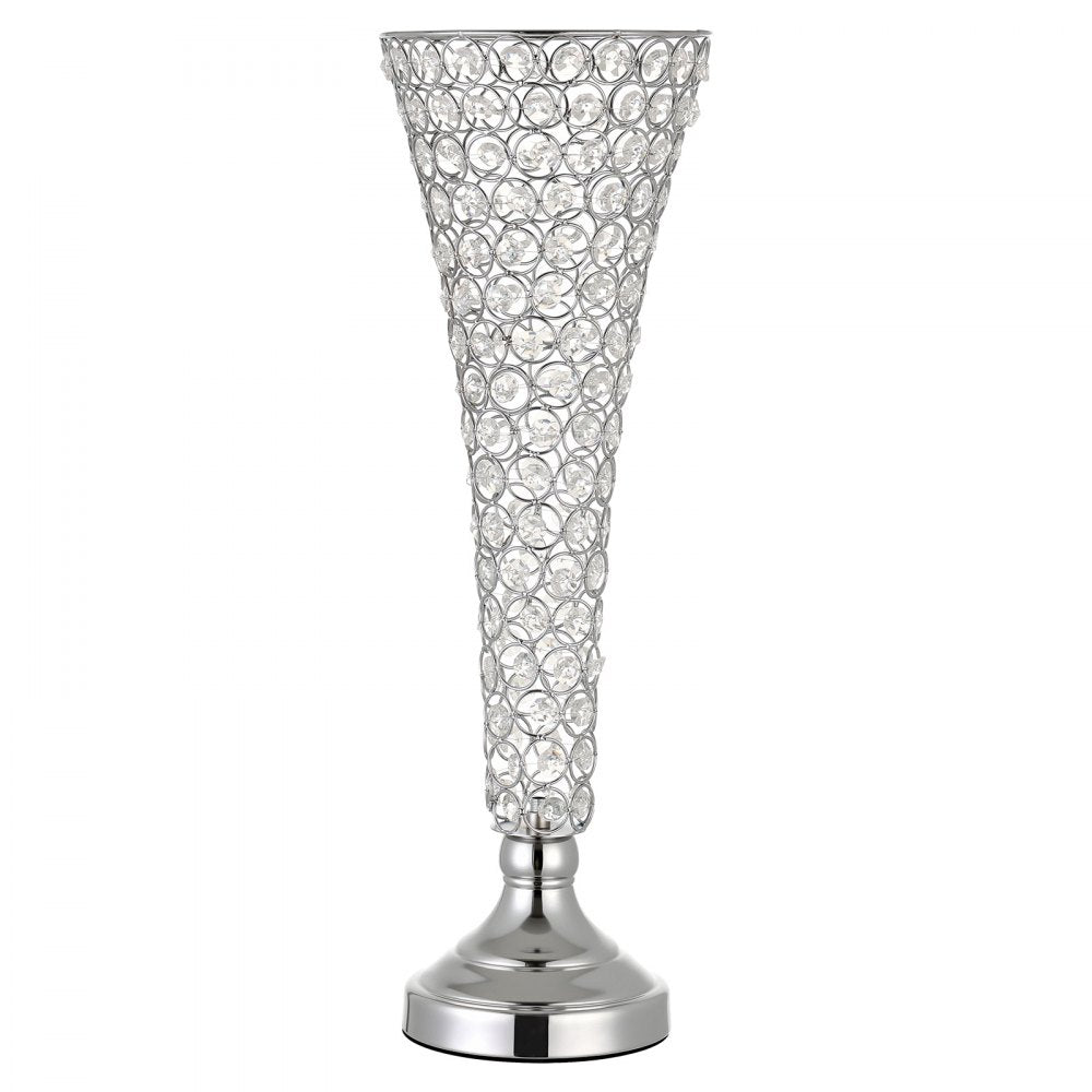 VEVOR 4 PCS Crystal Wedding Flower Vase, 20 in Tall Flower Table Centerpieces, Crystal Cylinder Banquet Vases Easy Installation, Versatile Arrangement Stand for Party Events Room Home Decor, Silver