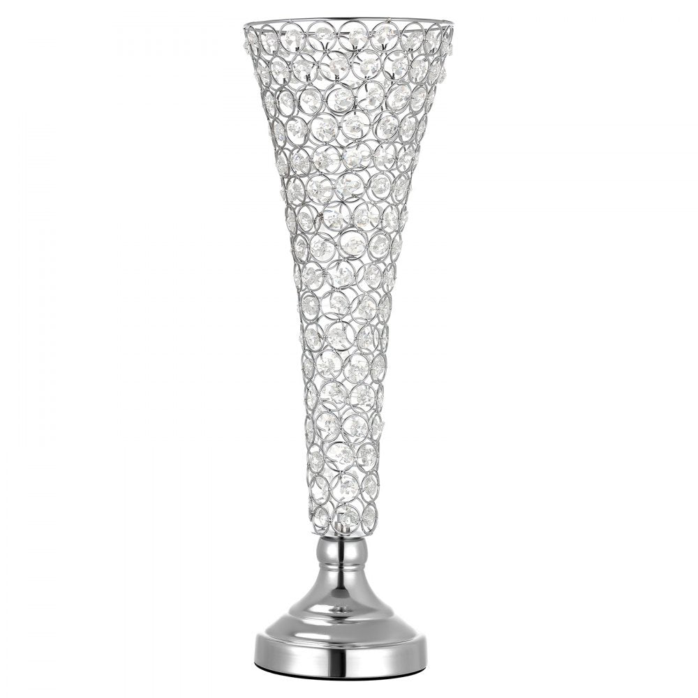 VEVOR 4 PCS Crystal Wedding Flower Vase, 20 in Tall Flower Table Centerpieces, Crystal Cylinder Banquet Vases Easy Installation, Versatile Arrangement Stand for Party Events Room Home Decor, Silver