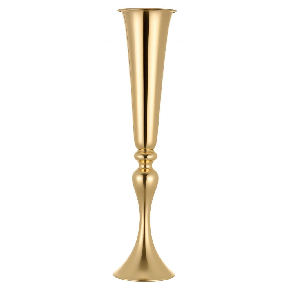 VEVOR 12 PCS Wedding Flower Vase, 21.7 in Tall Trumpet Flower Table Centerpieces, Banquet Vases Easy Installation, Electroplated Versatile Arrangement Stand for Party Events Home Decor Reception, Gold