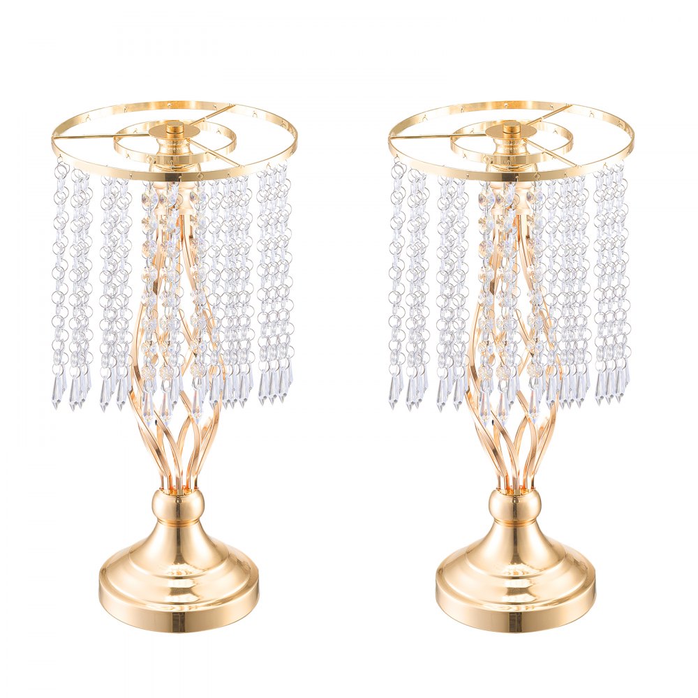 VEVOR 20PCS 43cm/16.9” Tall Crystal Wedding Flower Stand, Metal Wedding Centerpiece Vase, Gold Flower Holders Floral Display Rack for Tables Wedding Dinner Party, Ceremony Birthday Event Decor