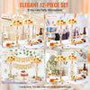 VEVOR 12PCS 49cm/19.3” Tall Crystal Wedding Flower Stand, Metal Wedding Centerpiece Vase, Gold Flower Holders Floral Display Rack for Tables Wedding Dinner Party, Ceremony Birthday Event Decor