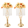 VEVOR 12PCS 49cm/19.3” Tall Crystal Wedding Flower Stand, Metal Wedding Centerpiece Vase, Gold Flower Holders Floral Display Rack for Tables Wedding Dinner Party, Ceremony Birthday Event Decor