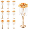 VEVOR 10PCS 55cm/21.65” Tall Crystal Wedding Flower Stand, Metal Wedding Centerpiece Vase, Gold Flower Holders Floral Display Rack for Tables Wedding Dinner Party, Ceremony Birthday Event Decor
