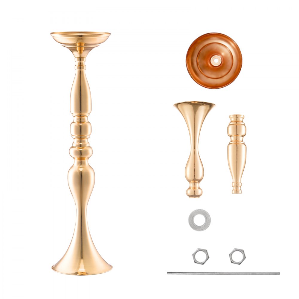 VEVOR 24PCS 50cm/19.7” Tall Wedding Flower Vase, Metal Wedding Centerpiece, Gold Floral Arrangement Stand Display Rack for Tables Wedding Dinner Party, Anniversary Ceremony Birthday Event Decor