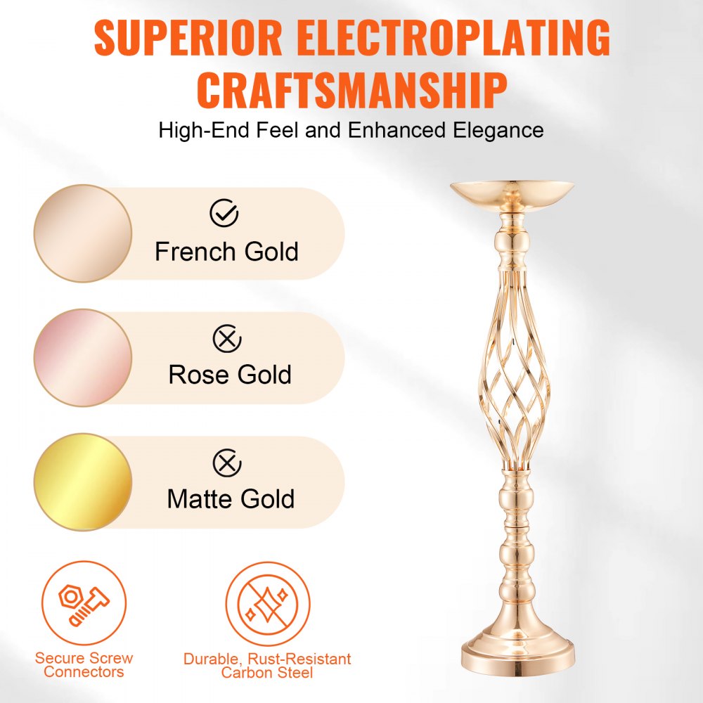 VEVOR 20PCS 58cm/22.83” Tall Wedding Flower Vase, Metal Wedding Centerpiece, Gold Floral Arrangement Stand Display Rack for Tables Wedding Dinner Party, Anniversary Ceremony Birthday Event Decor