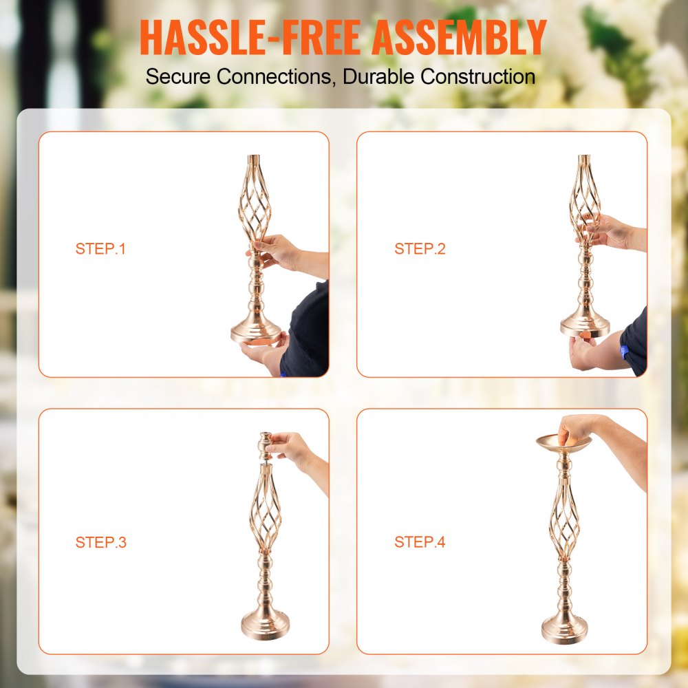 VEVOR 20PCS 58cm/22.83” Tall Wedding Flower Vase, Metal Wedding Centerpiece, Gold Floral Arrangement Stand Display Rack for Tables Wedding Dinner Party, Anniversary Ceremony Birthday Event Decor