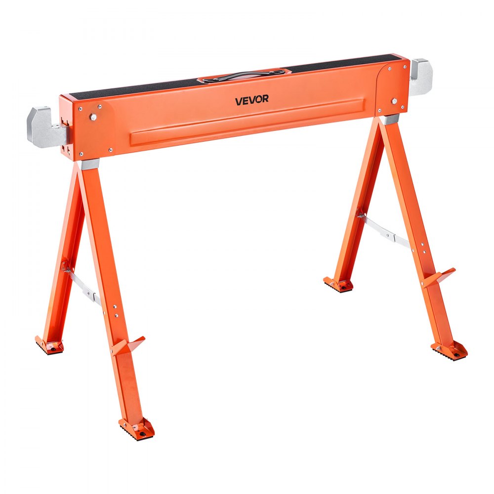 VEVOR Saw Horses, 2 Pack Folding Work Horses, 1323 lbs Load Capacity Sawhorse with Heavy Duty Legs, All-Metal Portable Saw Horse with Non-Slip Foot Pads, for Woodworking, Carpenters & Contractors