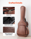VEVOR Acoustic Guitar Hard Case, 47.1 Inch, Hard-Shell Protective Travel Carrying Case with Accessory Compartment, Foam Padding, Portable Handle, Shoulder Straps, for 41 Inch Acoustic Guitars, Brown