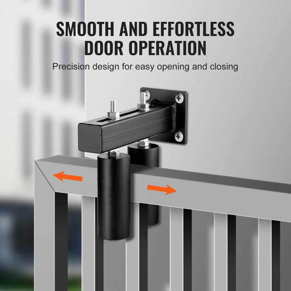 VEVOR Sliding Gate Kit, 6” Rolling Gate Hardware Kit with T-Bracket, Universal Adjustable Sliding Gate Rollers, Heavy Duty Black Sliding Gate Guide Roller for Sliding Gates and Rolling Door