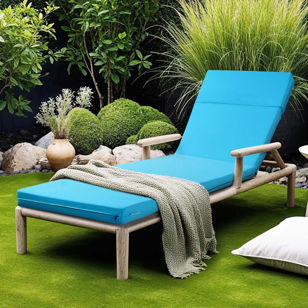 VEVOR Chaise Lounge Cushion, 72 x 21 x 4 in, Set of 2 Outdoor Lounge Chair Cushions, Waterproof & Fade-Resistant, Sun Lounger Cushions with Ties, Thick Patio Lounger Pads for Pool Deck, Teal Color
