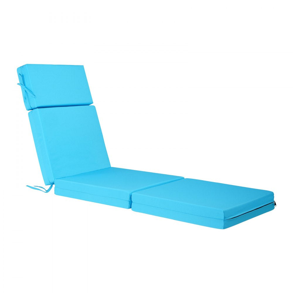 VEVOR Chaise Lounge Cushion, 72 x 21 x 4 in, Set of 2 Outdoor Lounge Chair Cushions, Waterproof & Fade-Resistant, Sun Lounger Cushions with Ties, Thick Patio Lounger Pads for Pool Deck, Teal Color