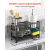 VEVOR Kitchen Sink Caddy Organizer, 2 Tier Sponge Holder for Kitchen Sink with High Brush Holder & Divider, Storage Rack with Rotatable Drainage Spout, Countertop Organizers and Storage Essentials