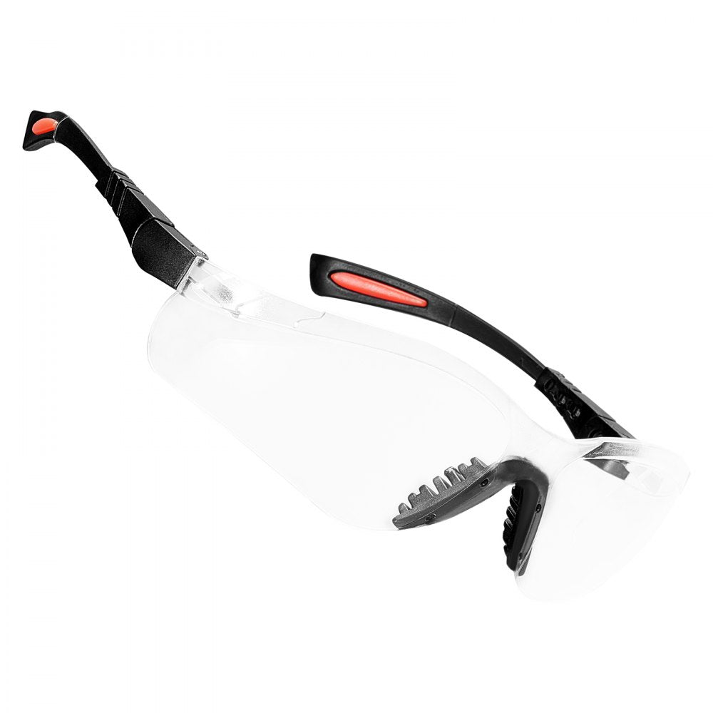 VEVOR Safety Glasses, Anti-Fog and Scratch-Resistant Clear Lens, Safety Goggles with Adjustable Length and Angle, ANSI Z87.1+ Impact-Resistant Protective Eye Goggles, for Work, Lab & Construction