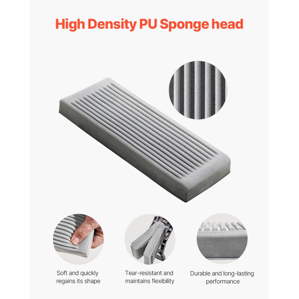 VEVOR Sponge Mop Replacement, 2-Piece, High Density Wider PU Sponge Mop Head Replacement with Hook & Loop, High Absorbency Head Replacement for VEVOR DS1362 Sponge Mop, Fit for Various Floors