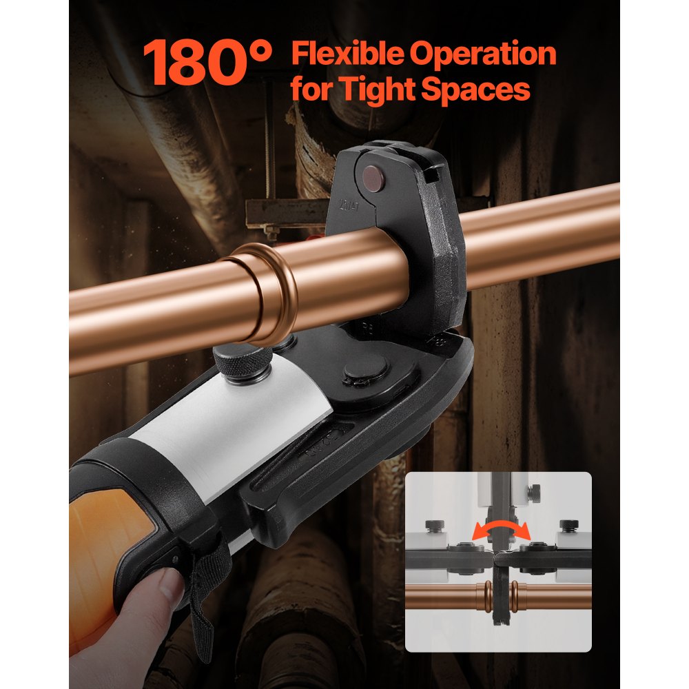 VEVOR 5PCS VUS Pressing Kit, 4PCS Press Rings (1/2", 3/4", 1", 1-1/4") & R8 Actuator - Compatible with ProPress Copper Pipes, Work with 32KN Standard Press Tools for 180° Operation