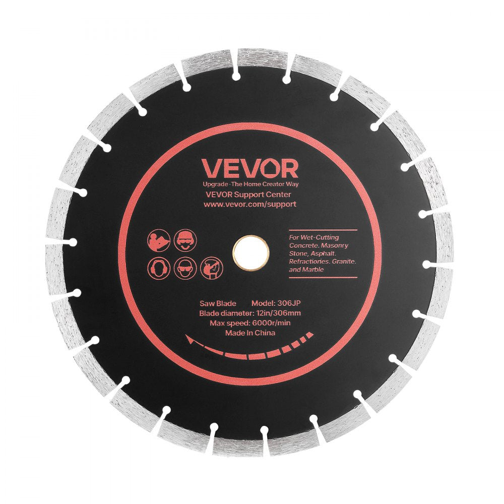 VEVOR Diamond Blades 12 inch, 3-Pack Concrete Saw Blade Set, 1 in Arbor, High-Hardness Diamond Segments, 65Mn Steel Core, Dry Wet Cutting, Clean Edges for Concrete, Masonry, Brick, Stone, Granite