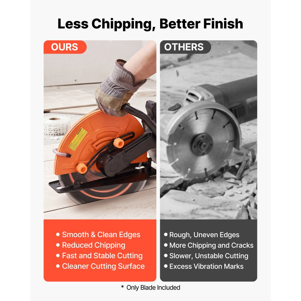 VEVOR Diamond Blades 14 inch, 3-Pack Concrete Saw Blade Set, 1 in Arbor, High-Hardness Diamond Segments, 65Mn Steel Core, Dry Wet Cutting, Clean Edges for Concrete, Masonry, Brick, Stone, Granite
